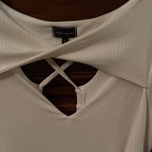 Buckle White Crisscross Blouse